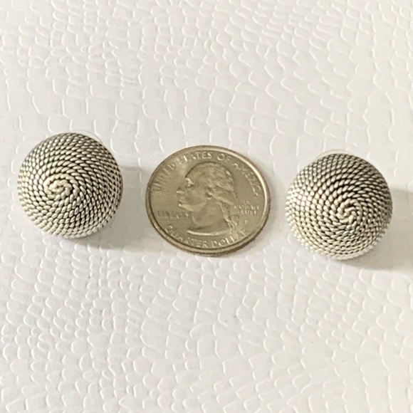 Vintage MEXICO 925 Sterling Silver Dome Round Earrings - Picture 11 of 13